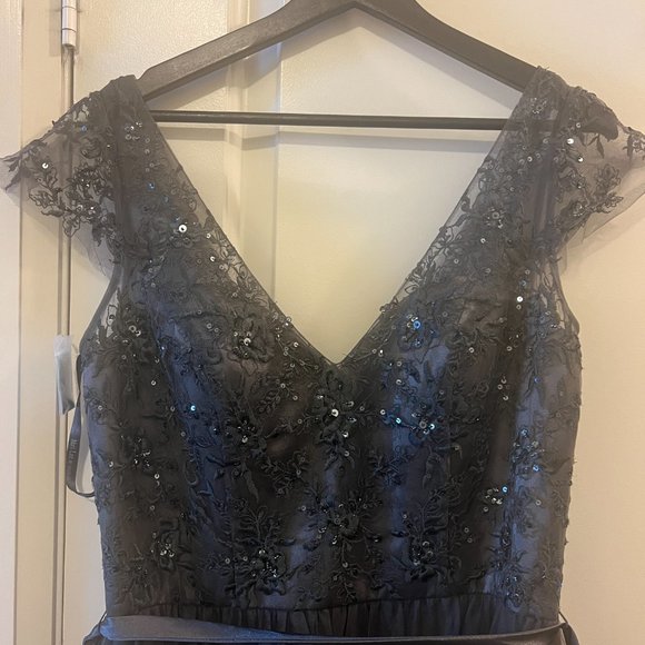 Prom Dress New Mori Lee With Tag Chic satin Grey Colour - Picture 3 of 7